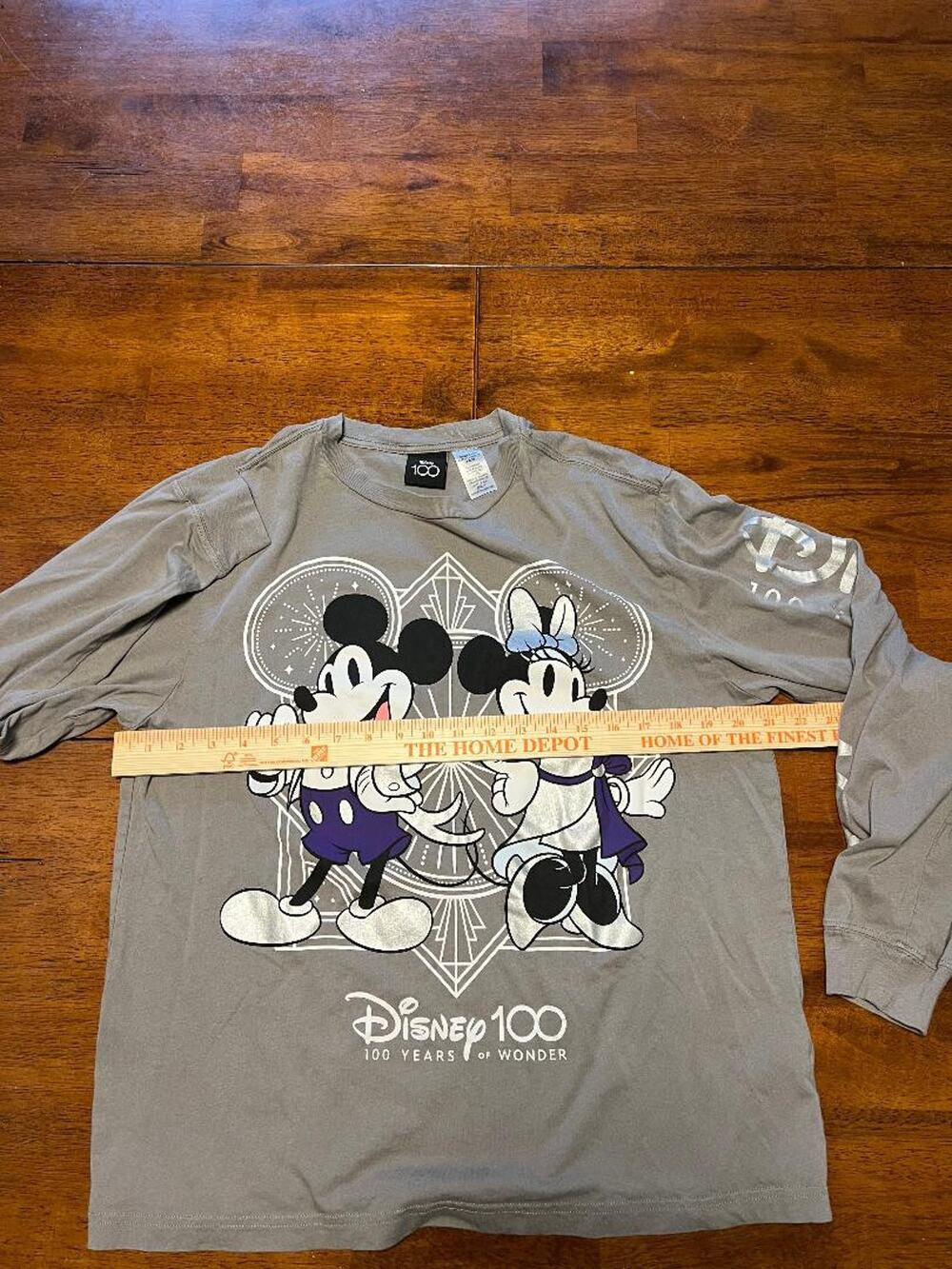 Disney Long Sleeve 100th Anniversary Mickey & Minnie Shirt Size, Size Medium